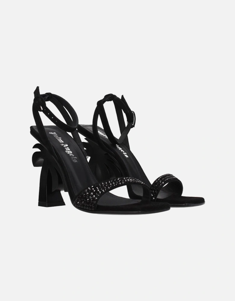 Rhinestone High Heel Open Toe Sandals Women - Black