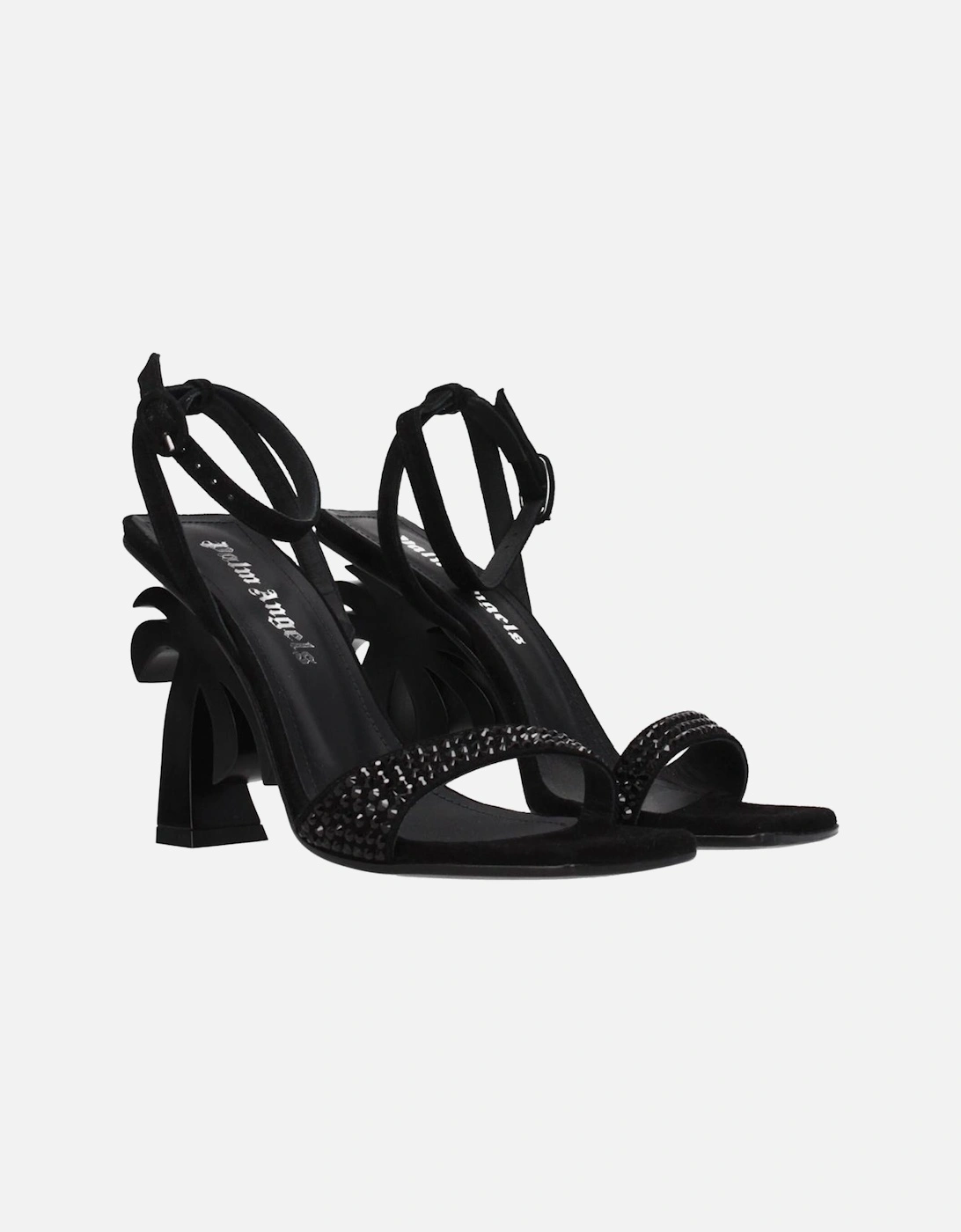Rhinestone High Heel Open Toe Sandals Women - Black