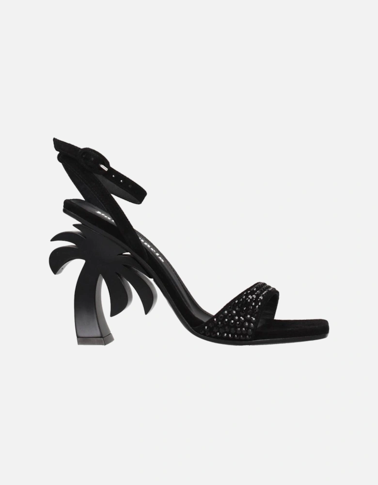Rhinestone High Heel Open Toe Sandals Women - Black
