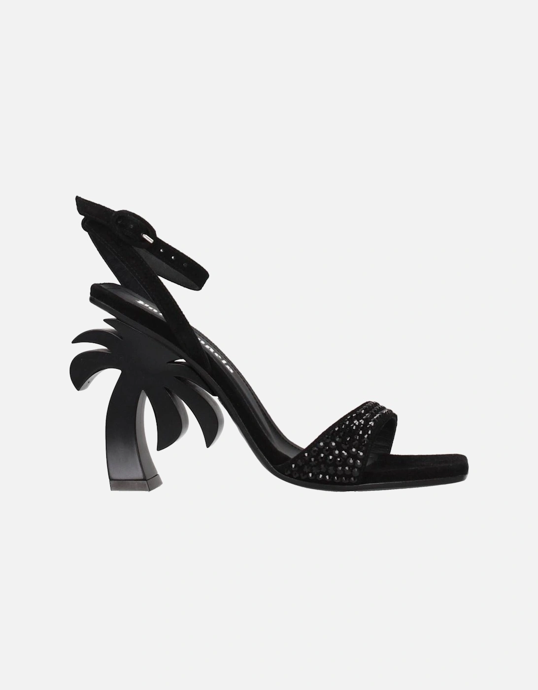 Rhinestone High Heel Open Toe Sandals Women - Black, 6 of 5