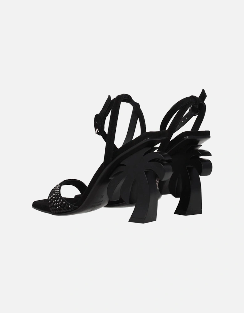 Rhinestone High Heel Open Toe Sandals Women - Black