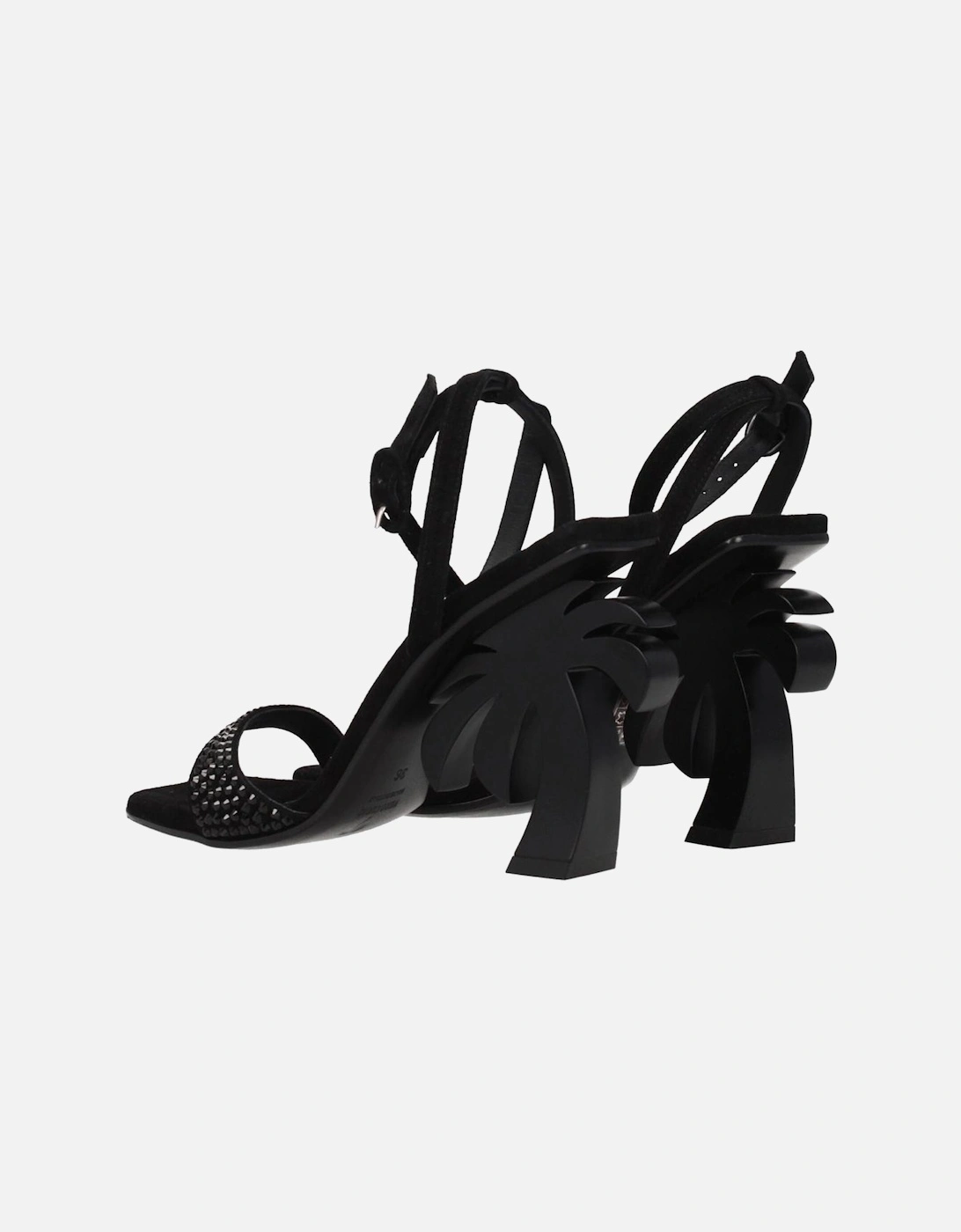 Rhinestone High Heel Open Toe Sandals Women - Black