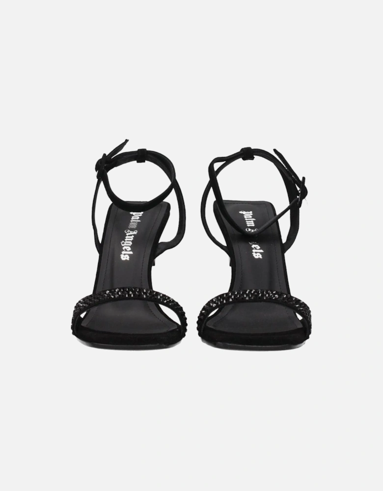 Rhinestone High Heel Open Toe Sandals Women - Black