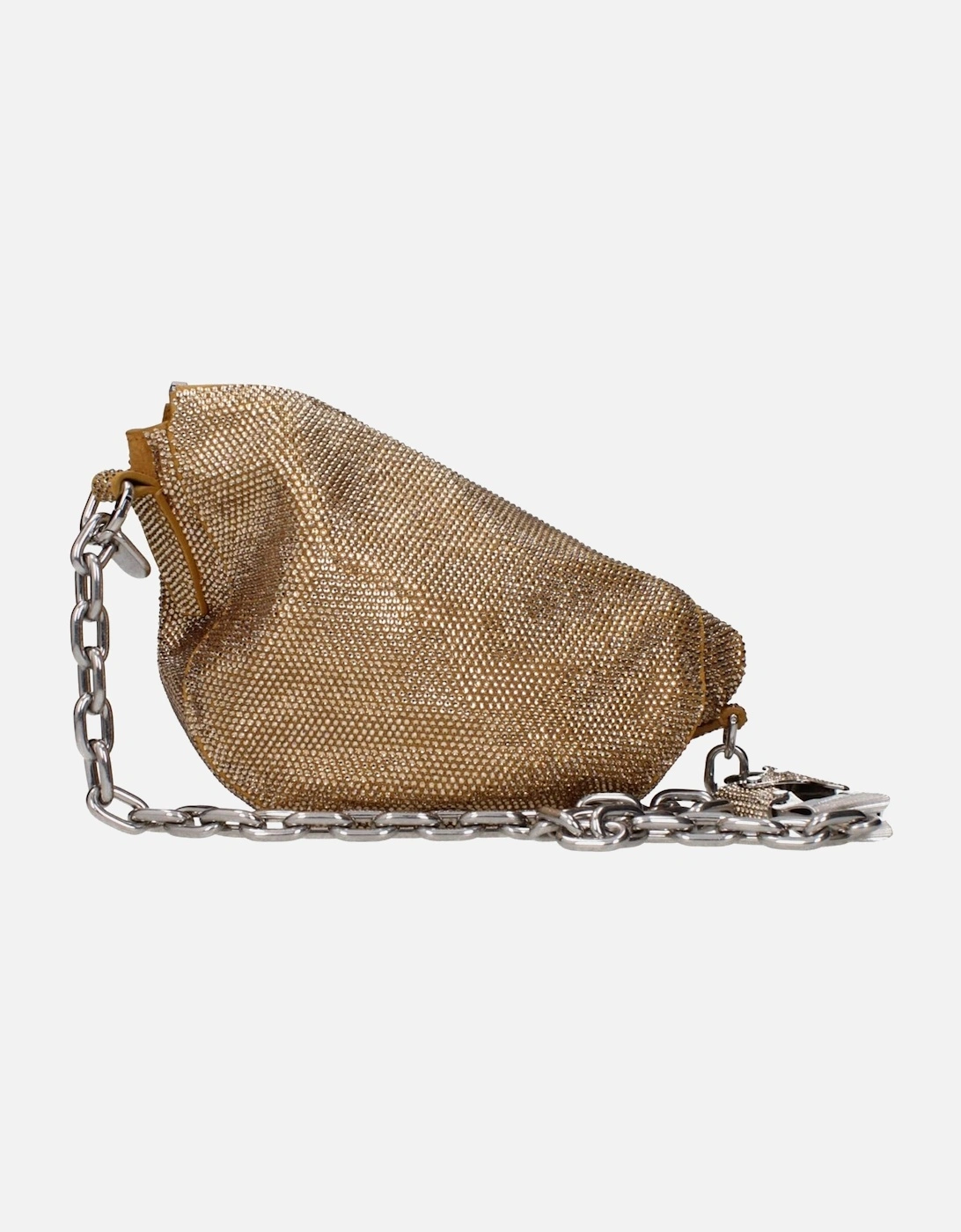 Suede Shoulder Bag with Rhinestone and Removable Handle Women - Beige