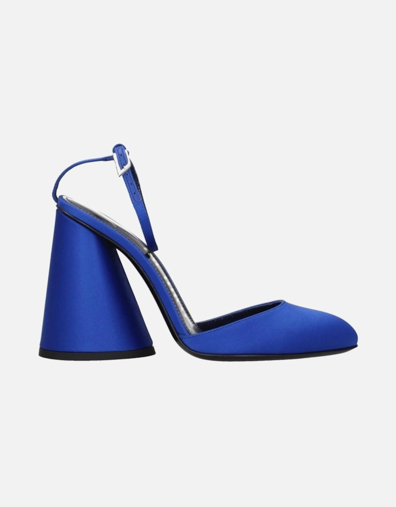 Satin High Heel Round Toe Sandals Women - Blue
