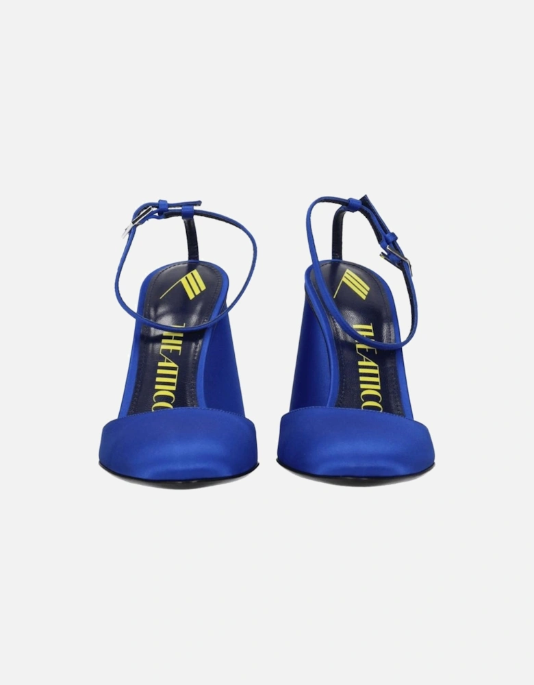 Satin High Heel Round Toe Sandals Women - Blue