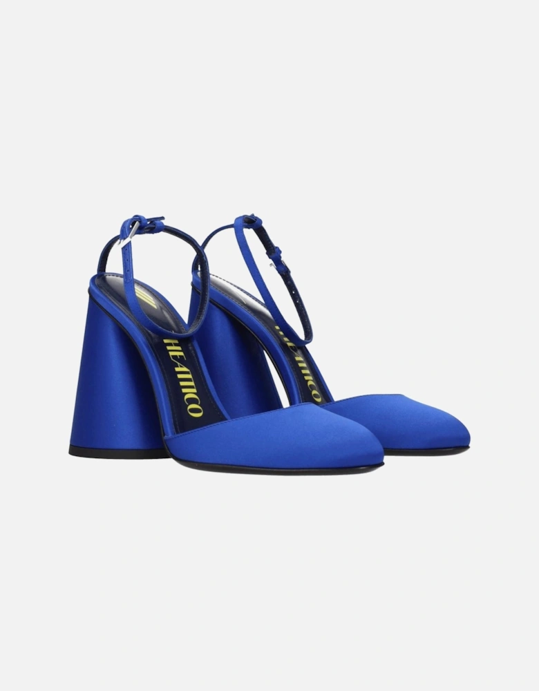 Satin High Heel Round Toe Sandals Women - Blue