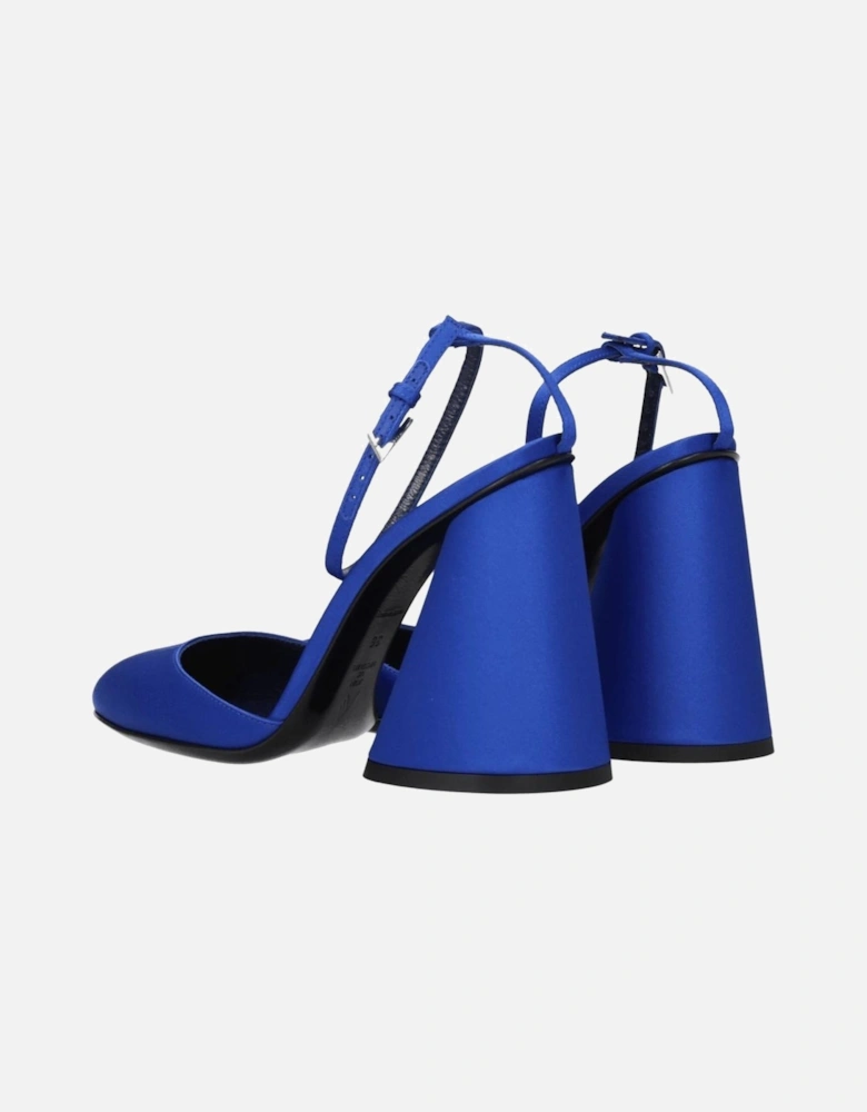 Satin High Heel Round Toe Sandals Women - Blue