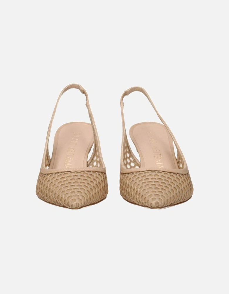 Pointy Toe Mid Heel Leather Sandals Women - Beige