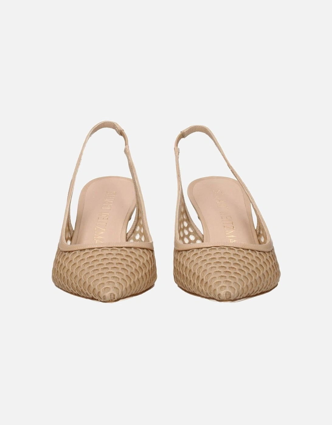 Pointy Toe Mid Heel Leather Sandals Women - Beige