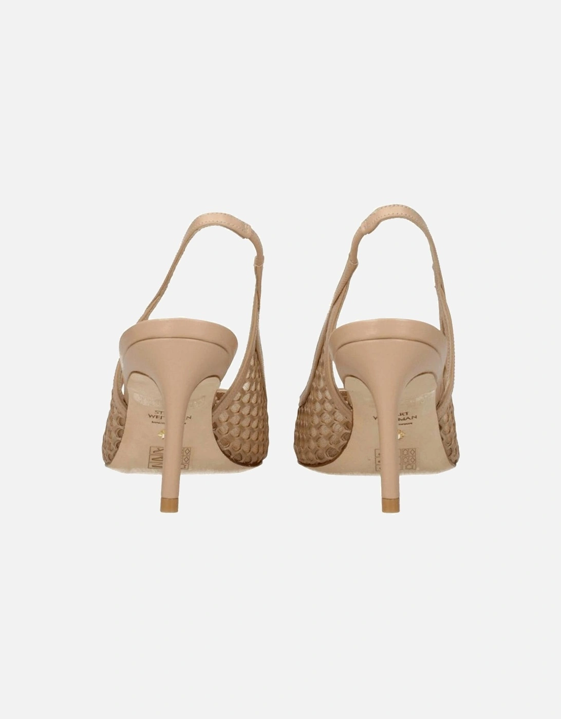 Pointy Toe Mid Heel Leather Sandals Women - Beige
