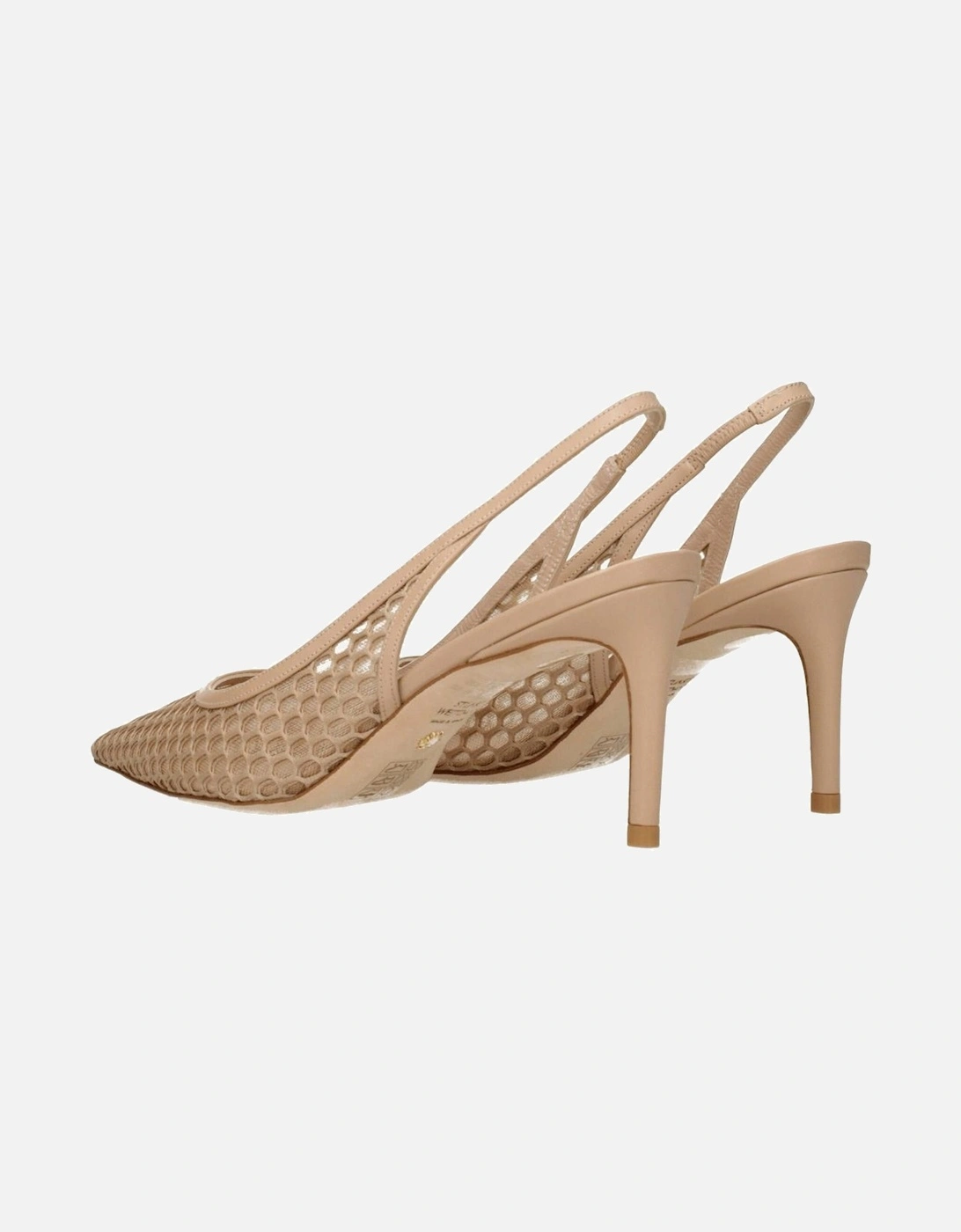 Pointy Toe Mid Heel Leather Sandals Women - Beige