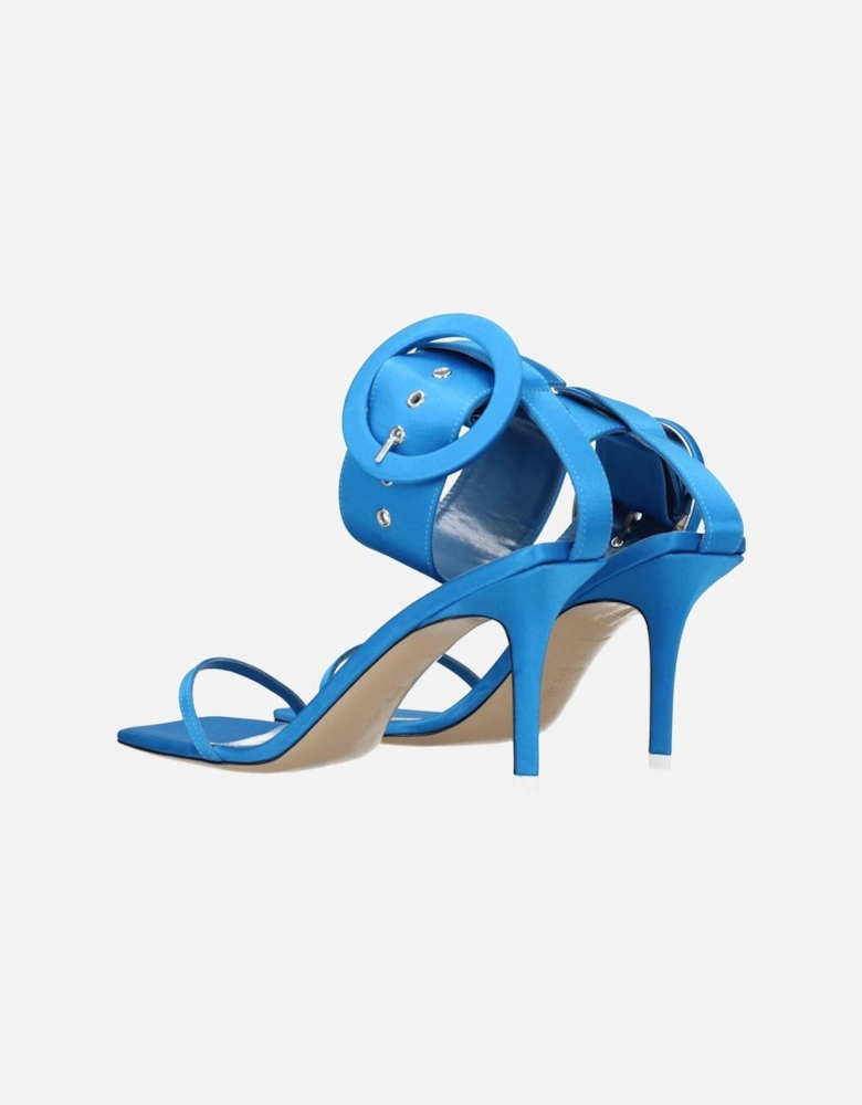 Satin Mid Heel Open Toe Sandals Women - Light Blue