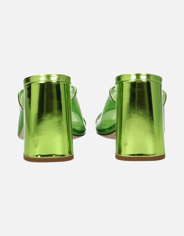 Open Toe Mid Heel Leather Sandals Women - Green