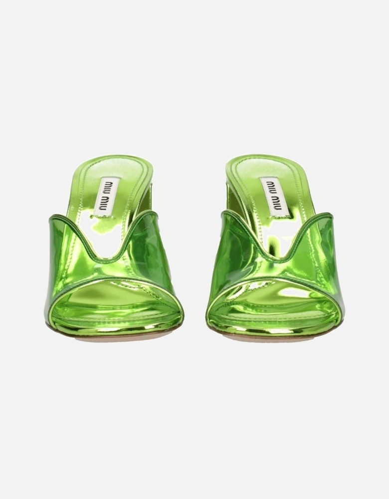 Open Toe Mid Heel Leather Sandals Women - Green
