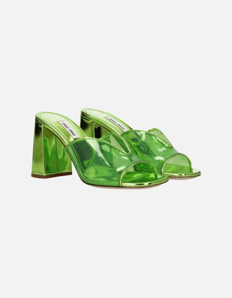 Open Toe Mid Heel Leather Sandals Women - Green