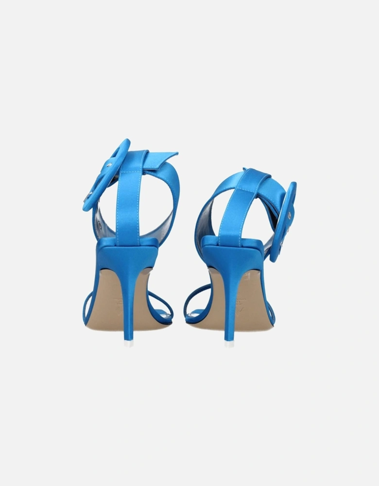 Satin Mid Heel Open Toe Sandals Women - Light Blue