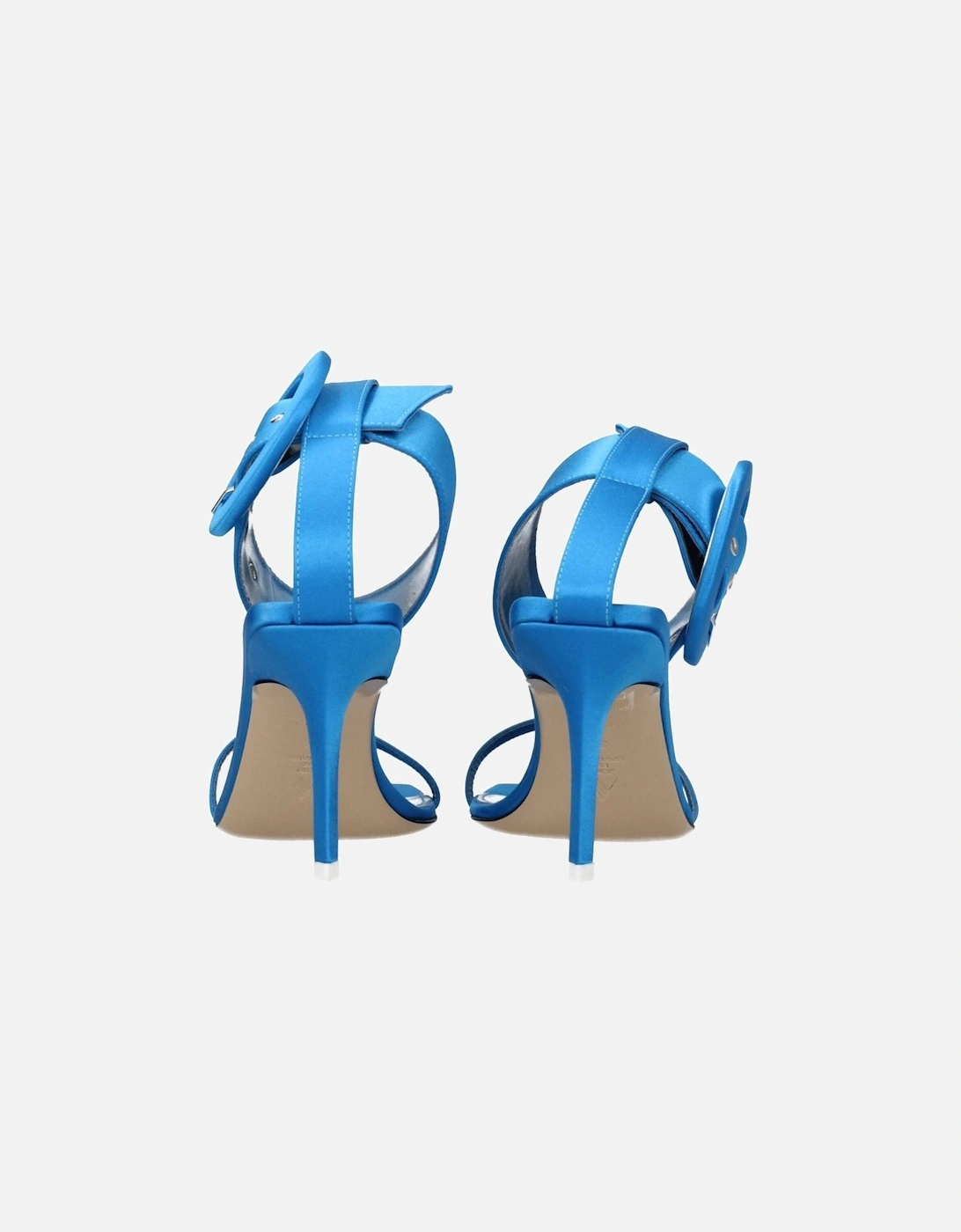 Satin Mid Heel Open Toe Sandals Women - Light Blue