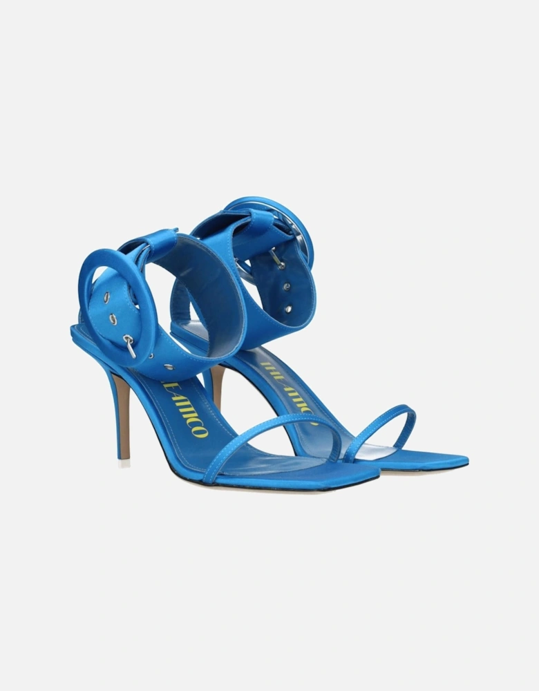 Satin Mid Heel Open Toe Sandals Women - Light Blue