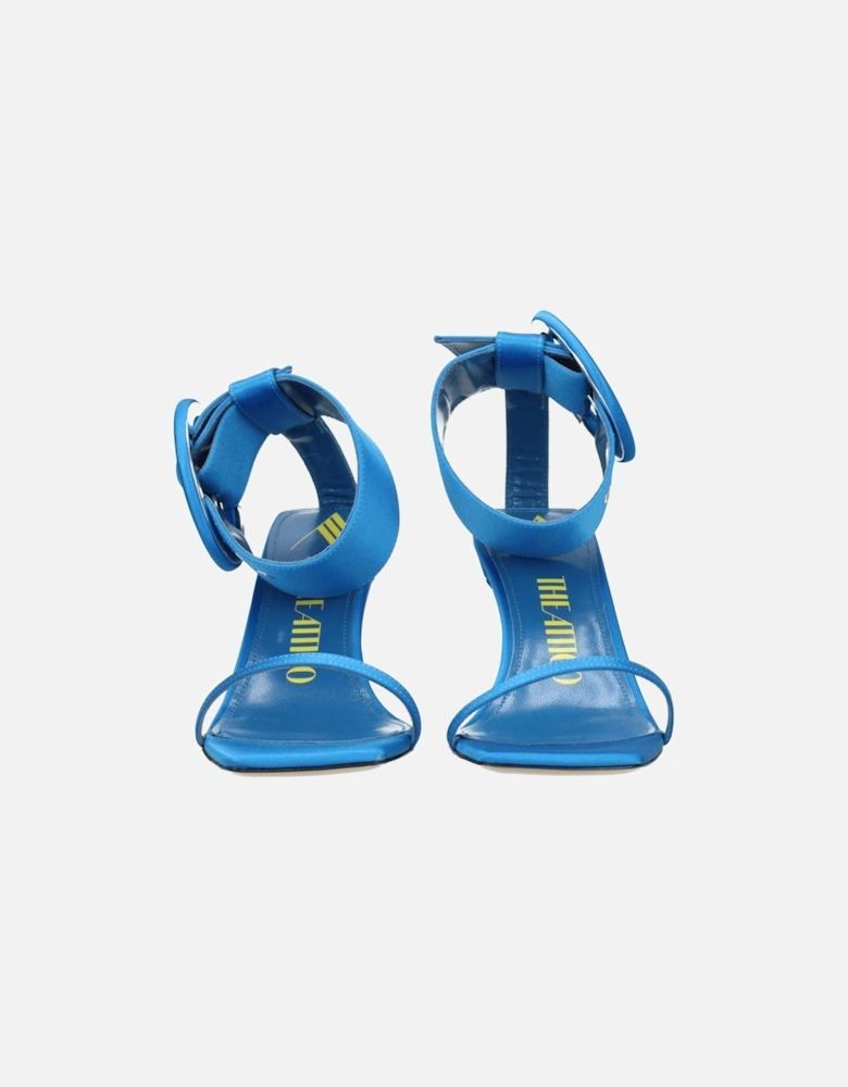 Satin Mid Heel Open Toe Sandals Women - Light Blue