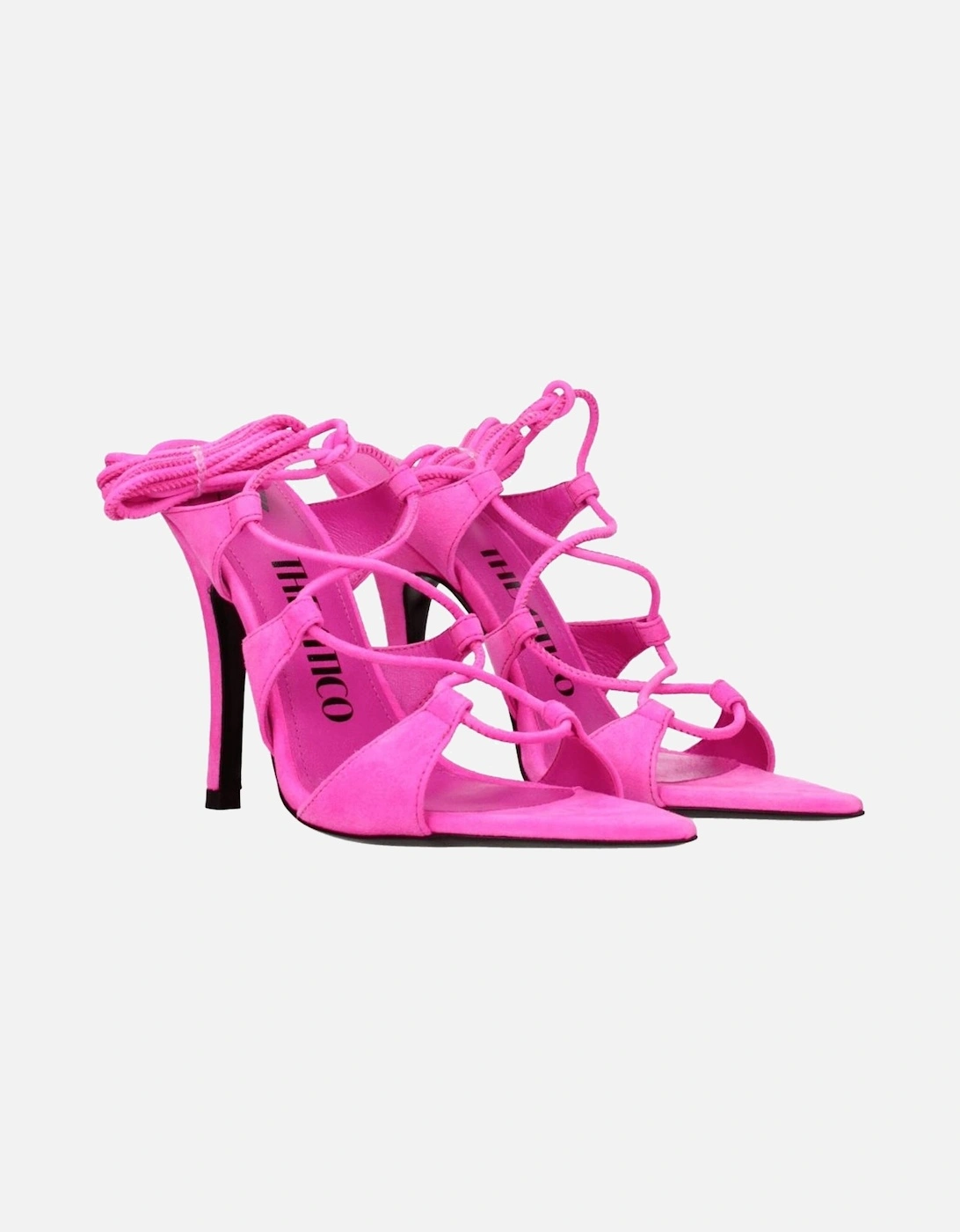 Suede High Heel Pointy Toe Sandals Women - Pink