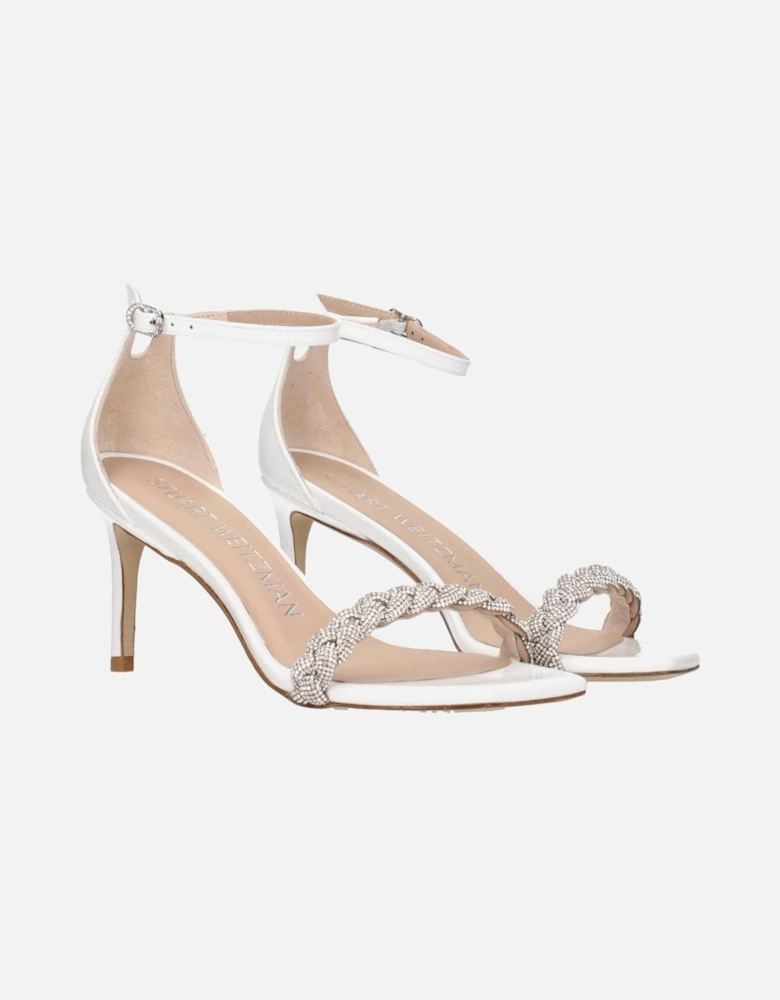 Patent Leather Open Toe Sandals with Buckle Closure Women - White