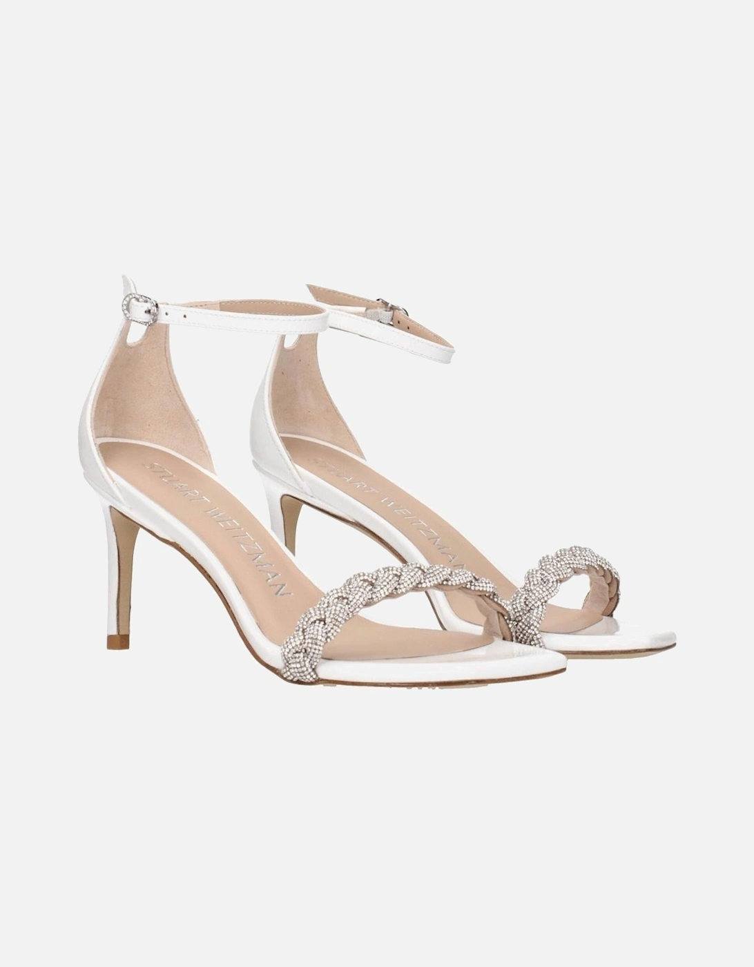 Patent Leather Open Toe Sandals with Buckle Closure Women - White