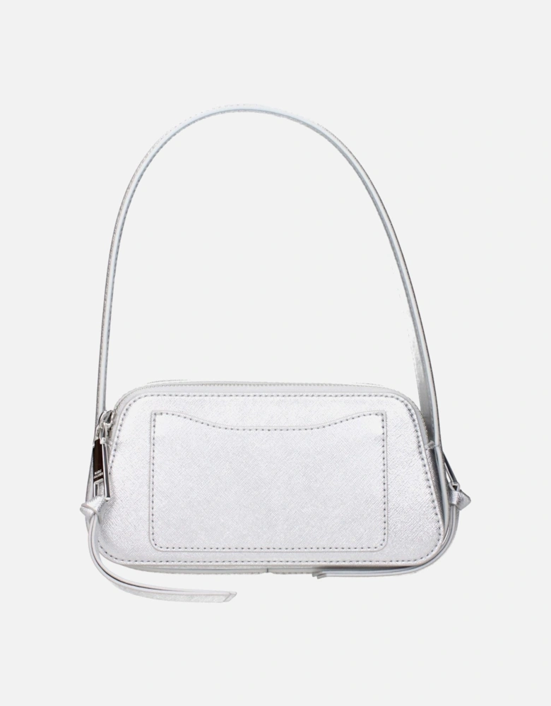 Leather Shoulder Bag with Front Logo Women - Gray