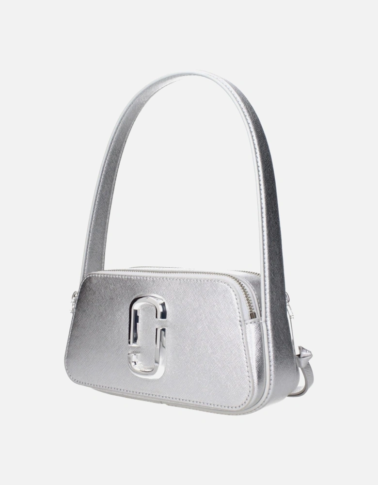 Leather Shoulder Bag with Front Logo Women - Gray