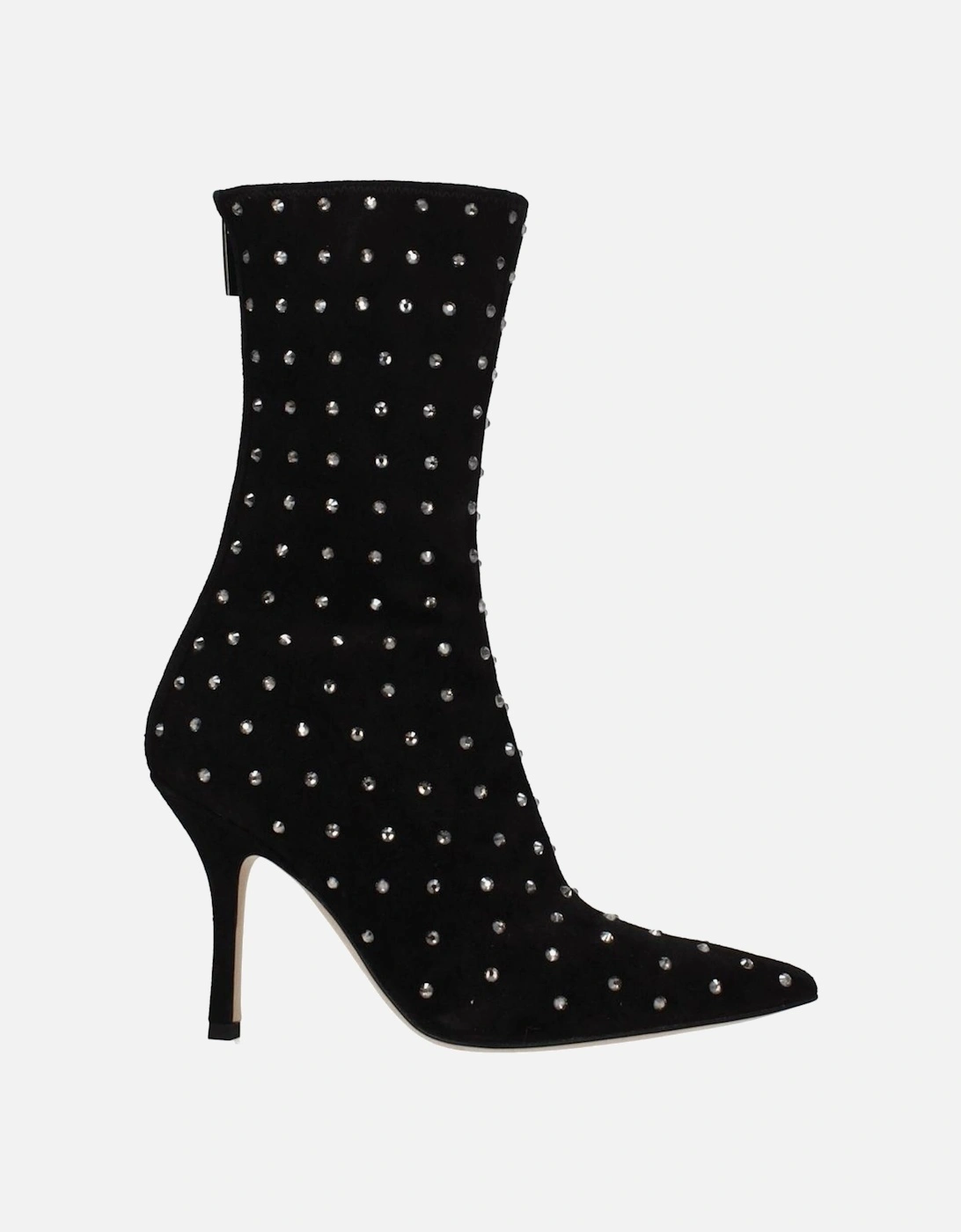 High Heel Rhinestone Suede Ankle Boots Women - Black, 6 of 5