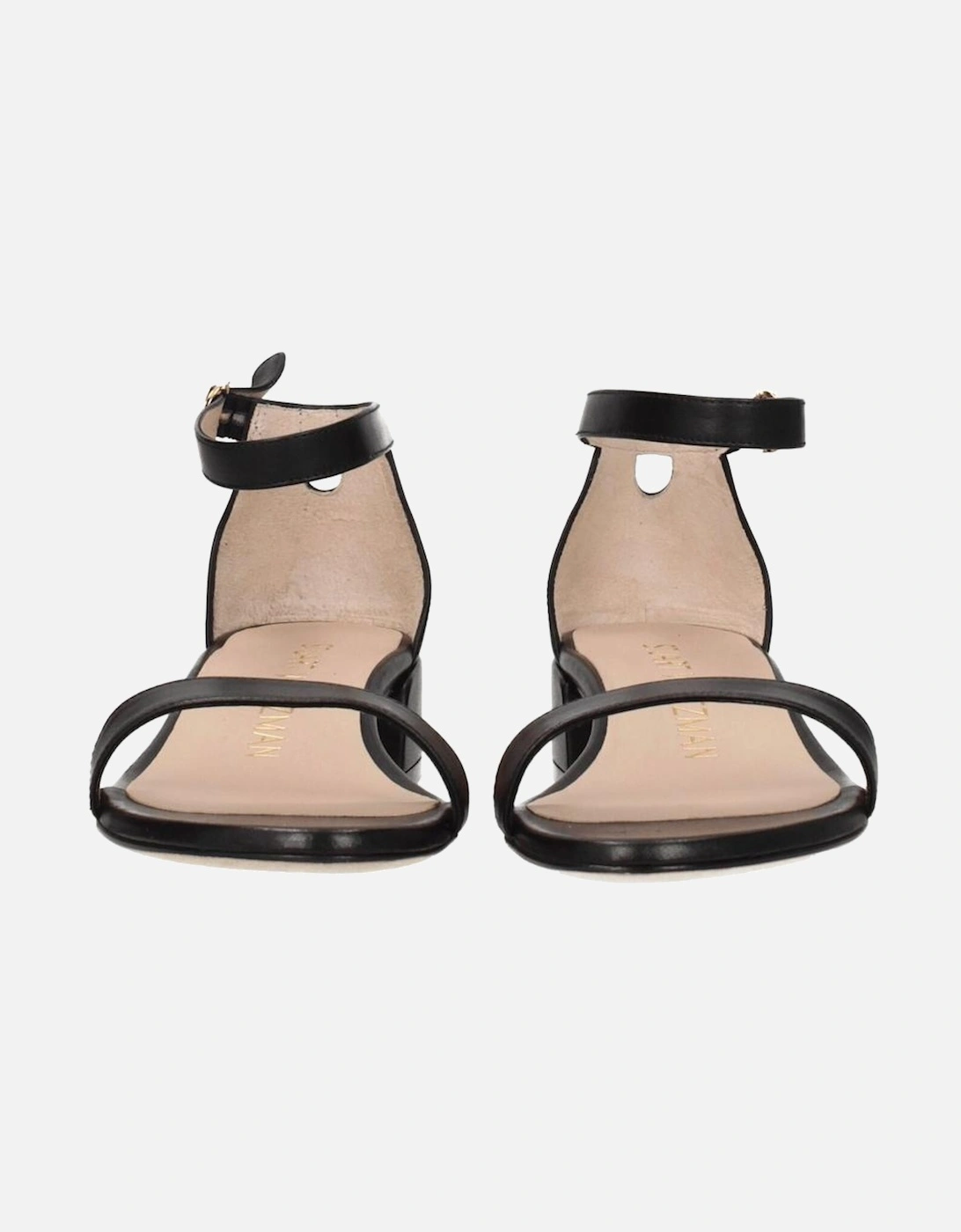 Casual Leather Mid Heel Sandals with Buckle Closure Women - Black