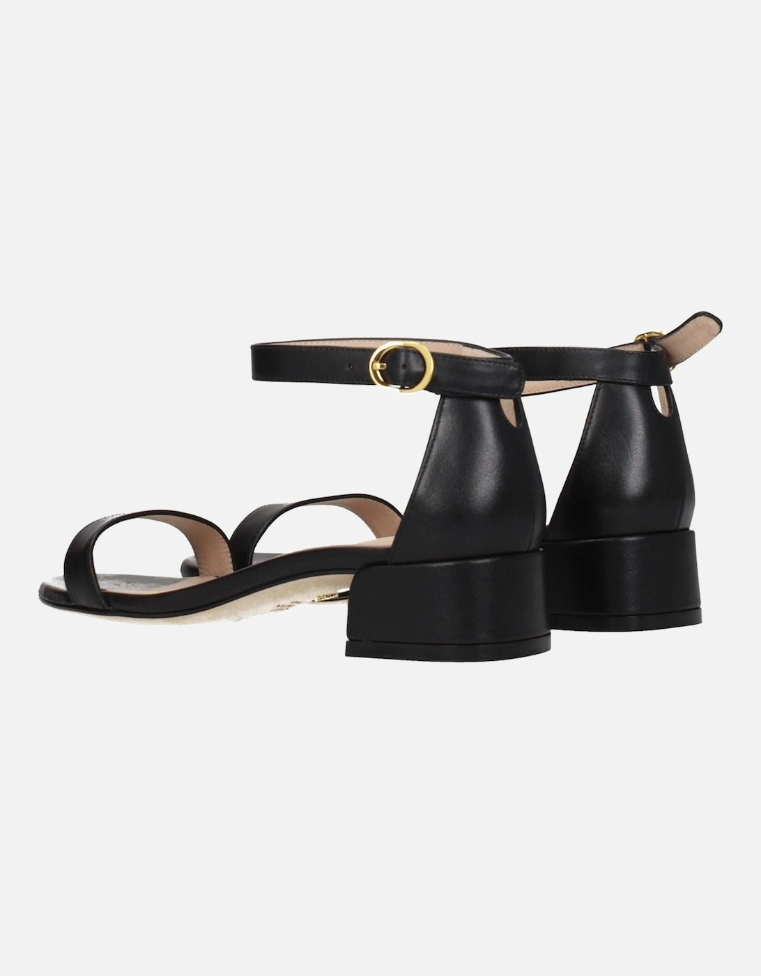 Casual Leather Mid Heel Sandals with Buckle Closure Women - Black