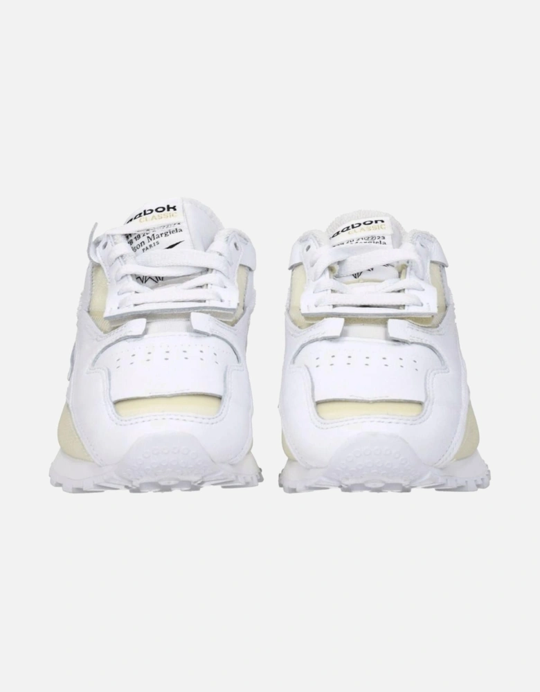 Leather Sneakers with Logo and Lace-Up Closure Women - White