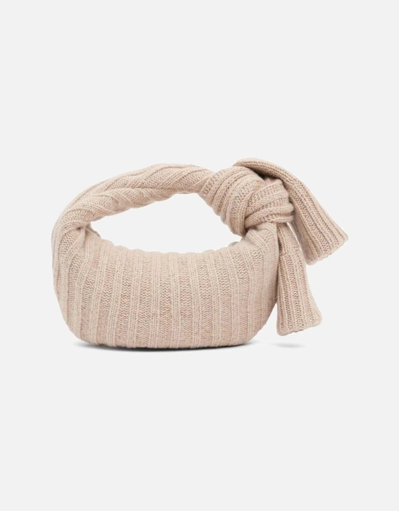 Wool Handbag with Knot Detail and Silver Hardware Women - Beige Bags