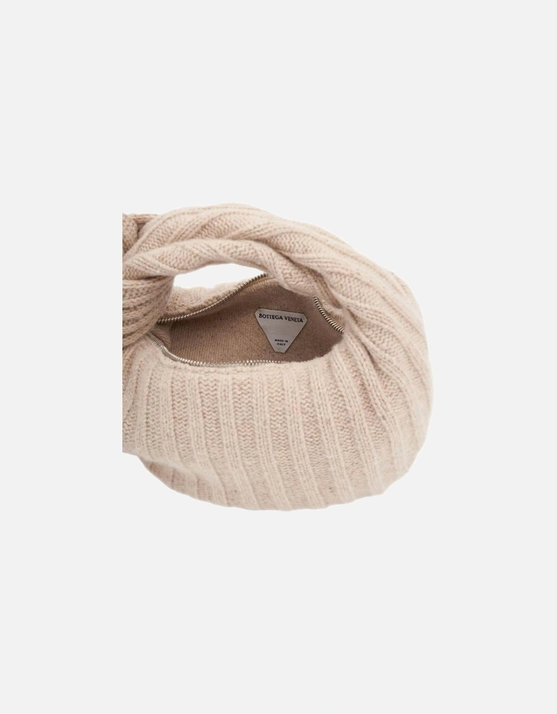 Wool Handbag with Knot Detail and Silver Hardware Women - Beige Bags