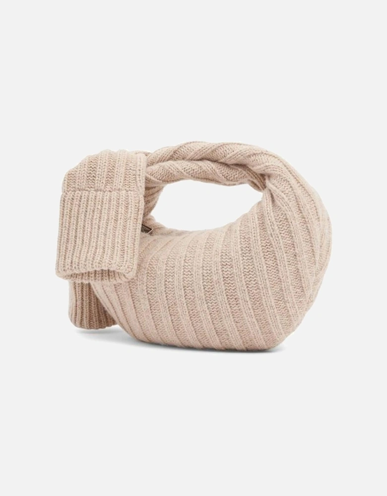 Wool Handbag with Knot Detail and Silver Hardware Women - Beige Bags