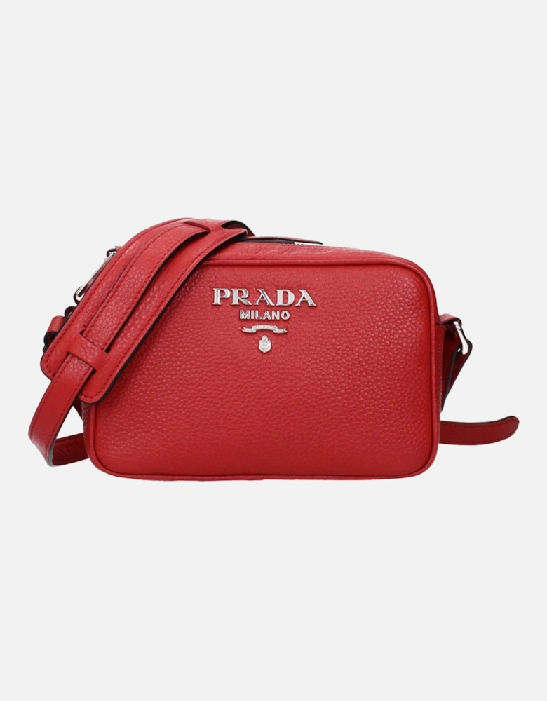 Leather Crossbody Bag with Adjustable Strap Women - Red