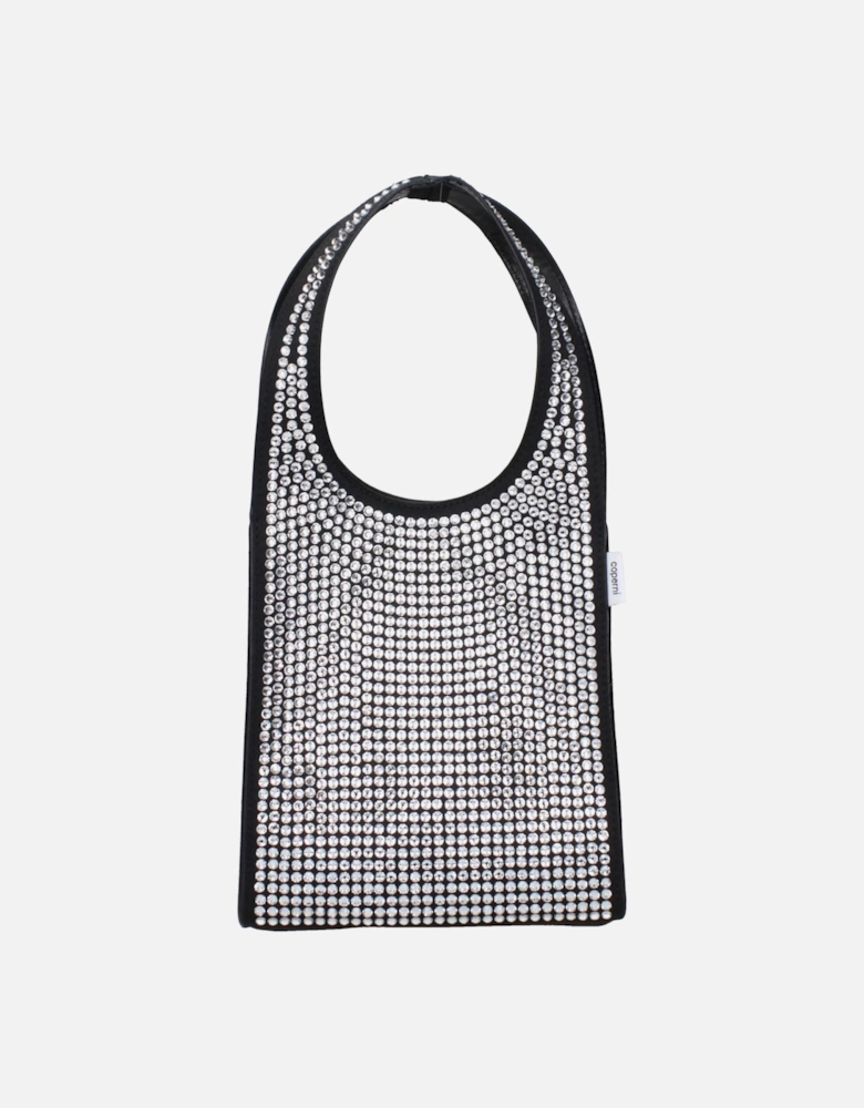 Rhinestone Embellished Micro Handbag with Removable Shoulder Strap
