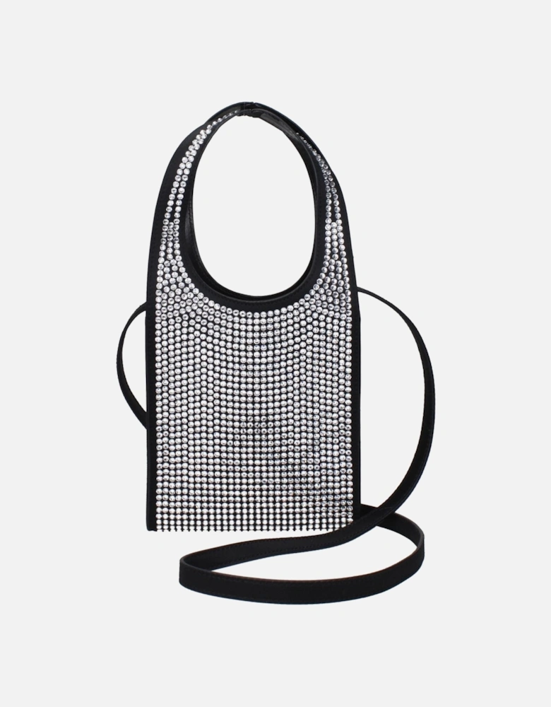 Rhinestone Embellished Micro Handbag with Removable Shoulder Strap