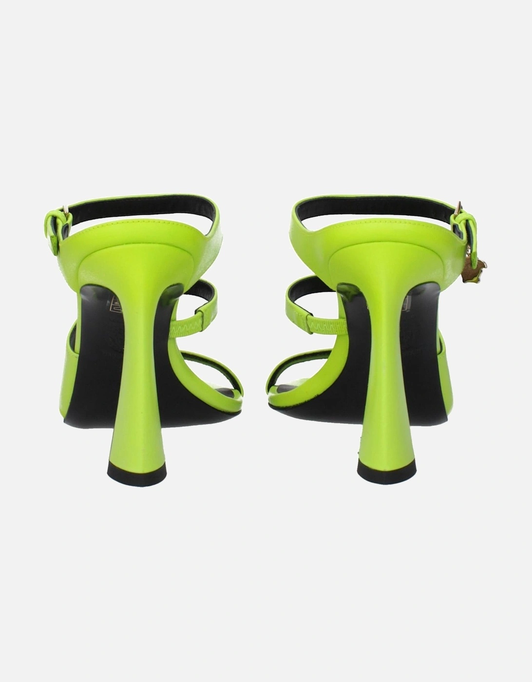 High Heel Leather Sandals with Side Logo Women - Green