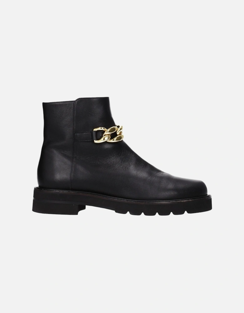 Punk Rock Leather Ankle Boots with Zip Closure Women - Black