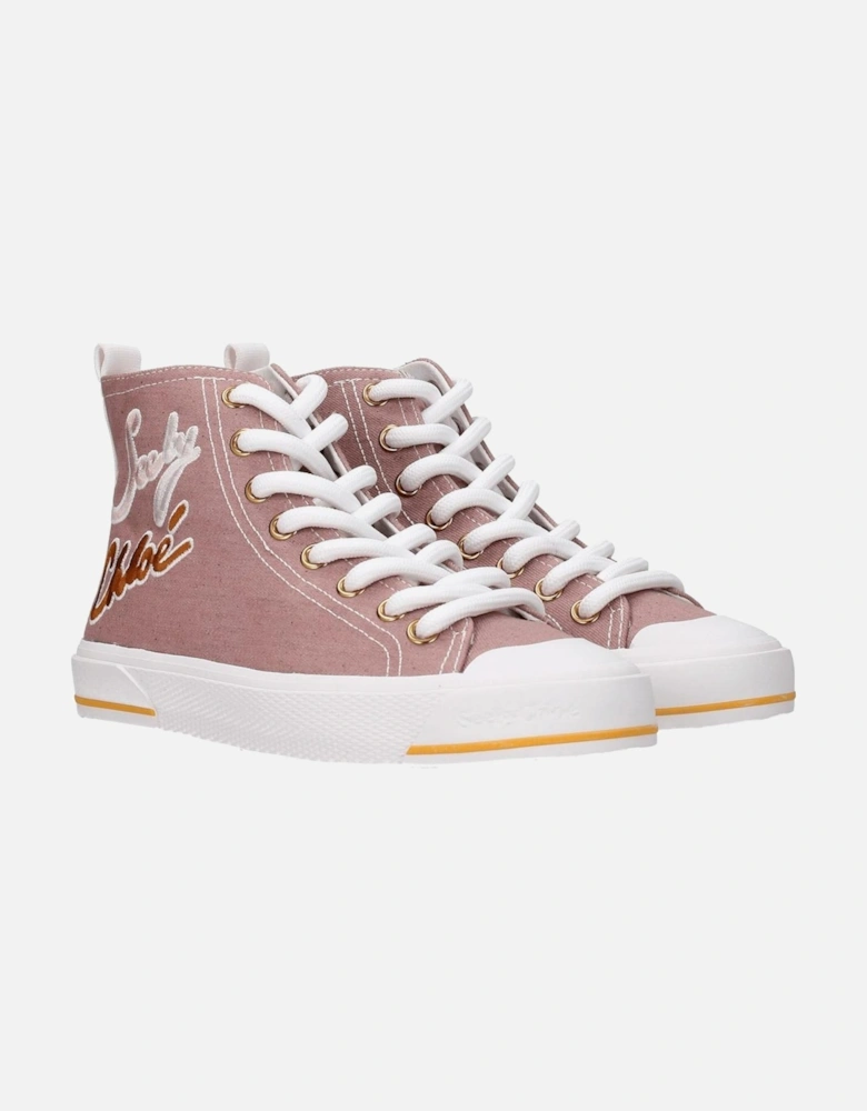 Lace-Up Casual Sneakers with Side Logo Women - Pink
