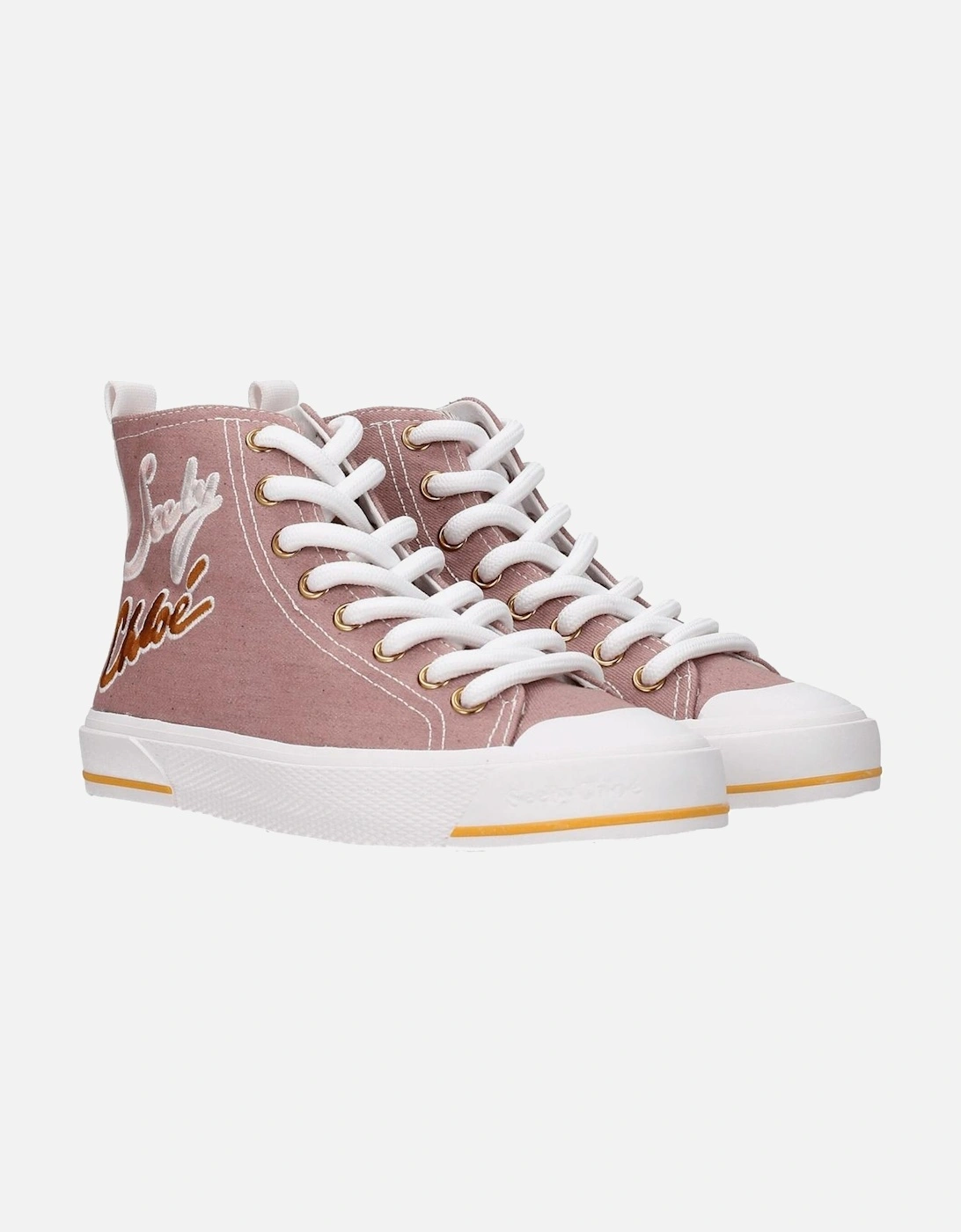 Lace-Up Casual Sneakers with Side Logo Women - Pink