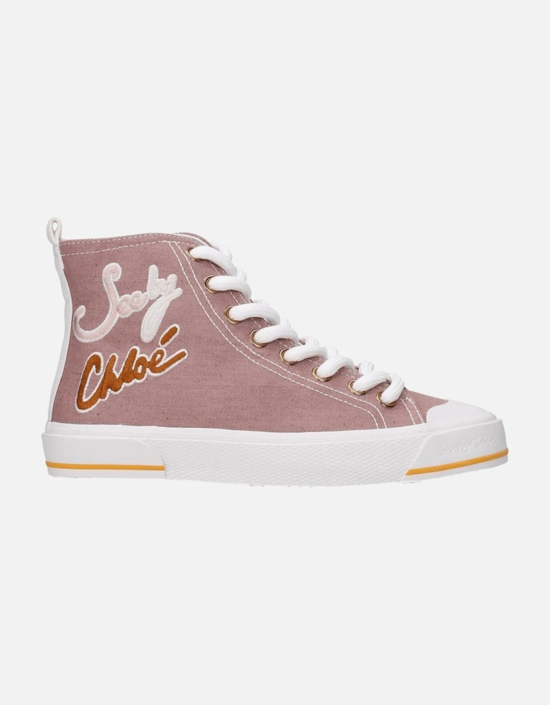 Lace-Up Casual Sneakers with Side Logo Women - Pink
