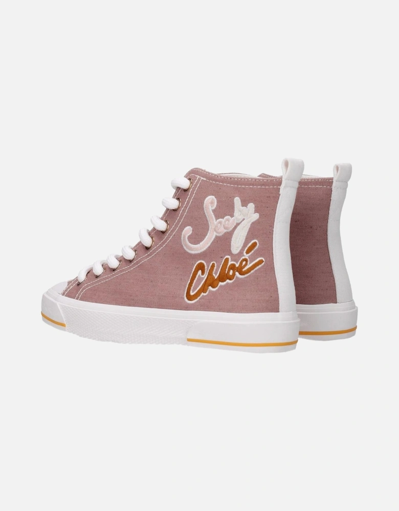 Lace-Up Casual Sneakers with Side Logo Women - Pink