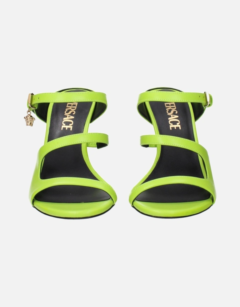 High Heel Leather Sandals with Side Logo Women - Green