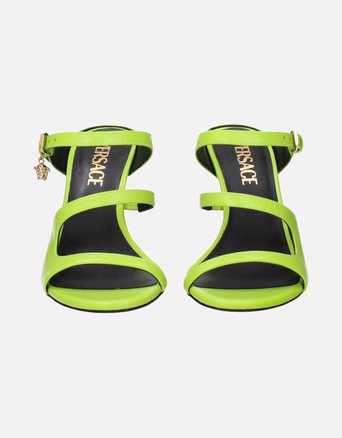 High Heel Leather Sandals with Side Logo Women - Green