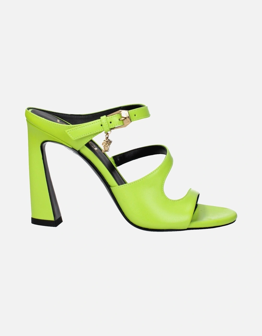 High Heel Leather Sandals with Side Logo Women - Green, 6 of 5