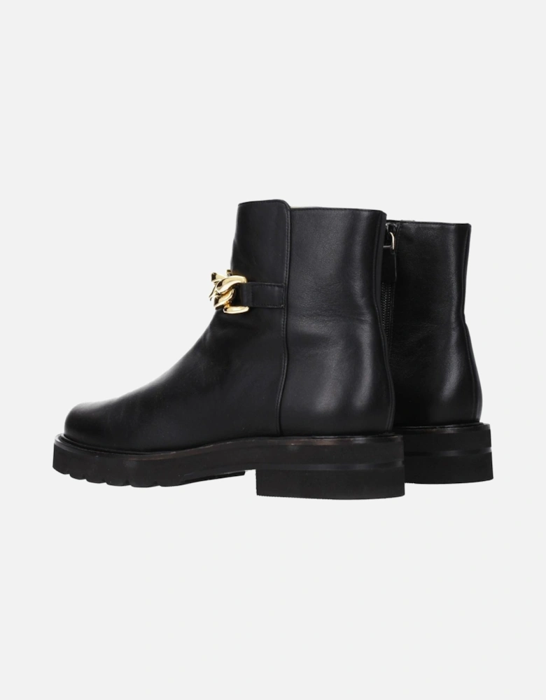 Punk Rock Leather Ankle Boots with Zip Closure Women - Black
