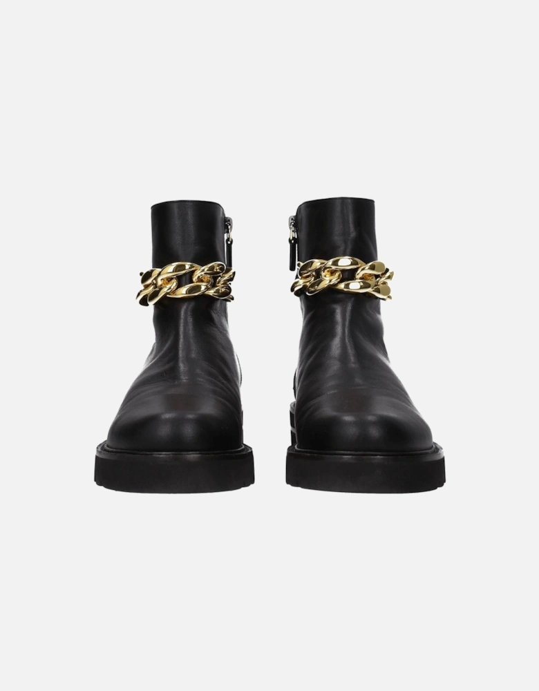 Punk Rock Leather Ankle Boots with Zip Closure Women - Black
